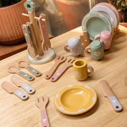 Wooden pretend play kitchen - wooden,