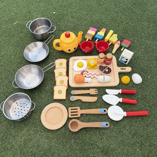 Wooden plastic toy play - plastic, food