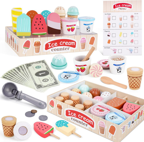 45pcs wooden ice - wooden, cream
