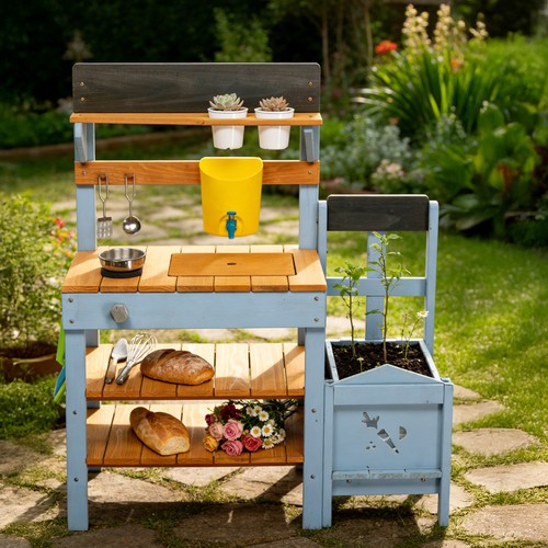 Wooden play kitchen pretend - kitchen,