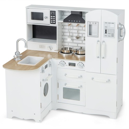 White wooden toy kitchen - wooden,