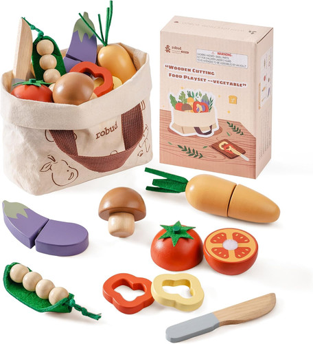 Wooden toy food - set,, cutting