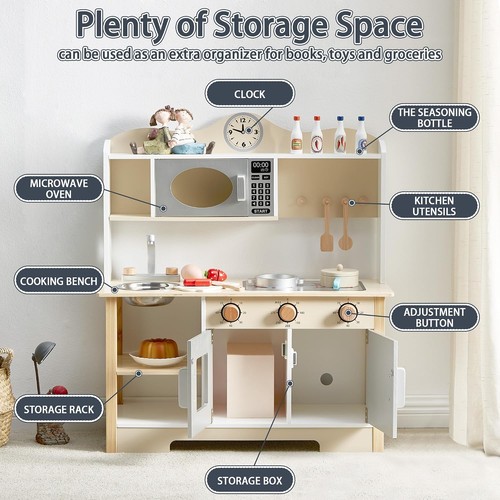 Large wooden play kitchen - large, with