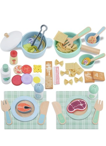 Wooden play cooking set - play,