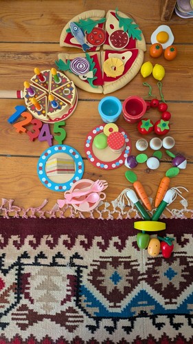 Wooden play food - wooden, bundle